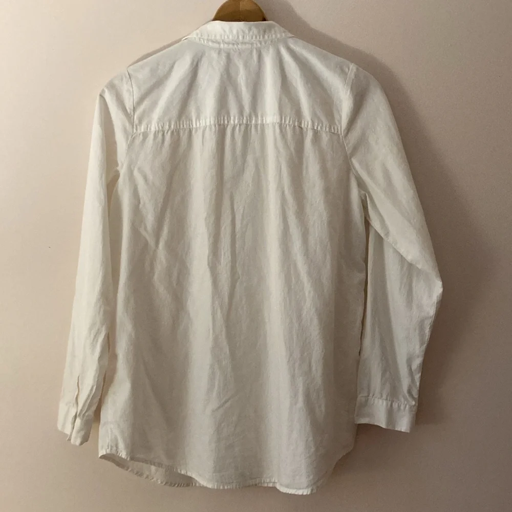 Women's J.Jill Button Down Blouse Shirt, M, White Cotton Pintucked